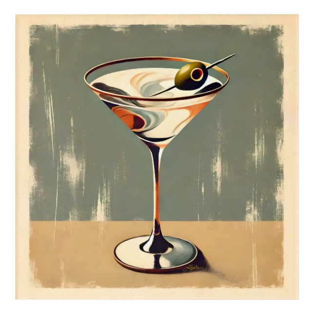 Mid Century Modern 1 Olive Martini Painting Acrylic Print (Front)