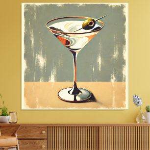 Mid Century Modern 1 Olive Martini Painting Canvas Print