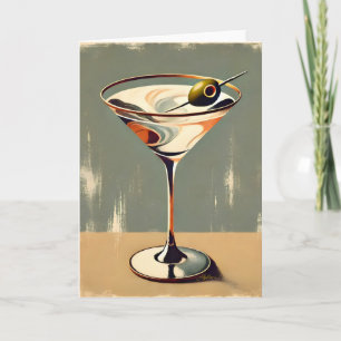 Mid Century Modern 1 Olive Martini Painting Card