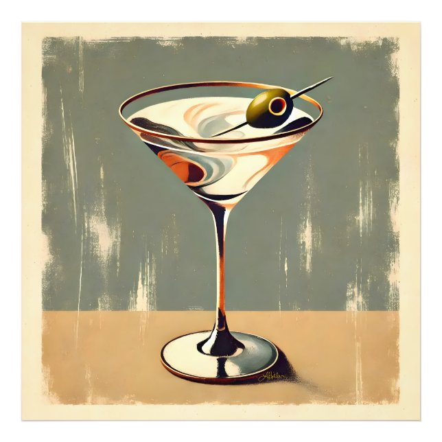 Mid Century Modern 1 Olive Martini Painting Photo Print (Front)