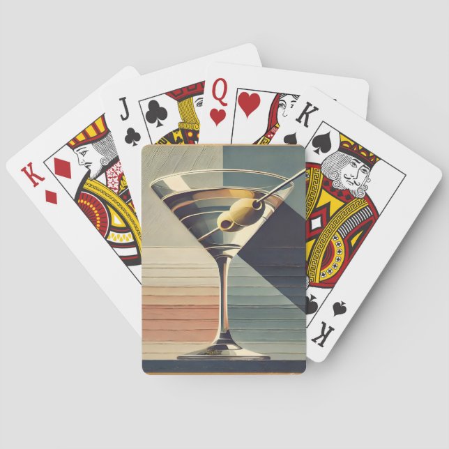 Mid Century Modern 2 Olive Martini Cocktail Hour Poker Cards (Back)