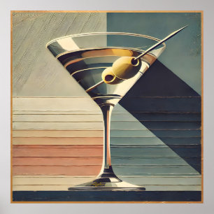 Mid Century Modern 2 Olive Martini Cocktail Hour Poster