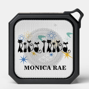 Mid Century Modern 50s Black Cats Atomic Name Bluetooth Speaker