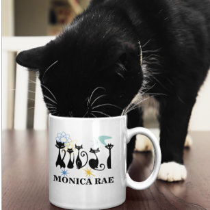 Mid Century Modern 50s Black Cats   Coffee Mug