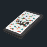 Mid Century Modern 50s Black Cool Cat   Trifold Wallet<br><div class="desc">This design was created through digital art. It may be personalized by clicking the customize button and changing the color, adding a name, initials or your favorite words. Contact me at colorflowcreations@gmail.com if you with to have this design on another product. Purchase my original abstract acrylic painting for sale at...</div>