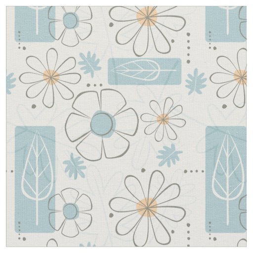 Mid Century Modern 50s Floral Print Fabric
