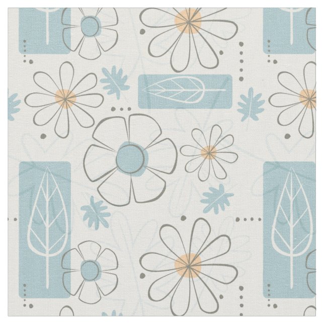 Mid Century Modern 50s Floral Print Fabric (Close Up)