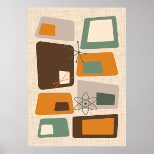 Mid Century Modern Abstract 18 Chocolate Poster
