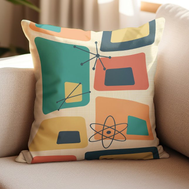 Mid Century Modern Abstract 18 Yellow, Teal, Orang Throw Pillow (Creator Uploaded)