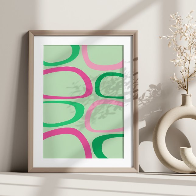 Mid Century Modern Abstract 20 Pink, Green Framed Art (Creator Uploaded)