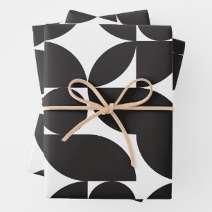 Mid Century Modern Abstract 26 Black and White Wrapping Paper Sheets