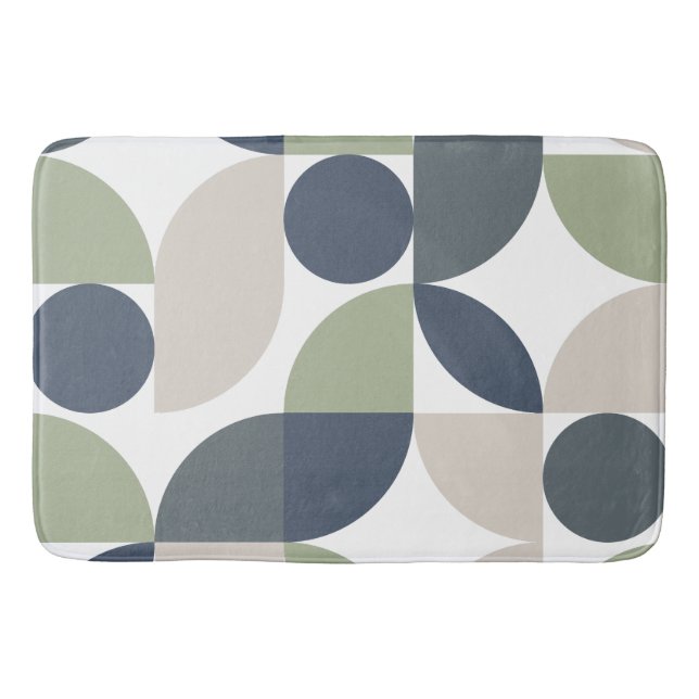 Mid Century Modern Abstract 26 Grey, Green Bath Mat (Front)