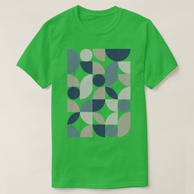 Mid Century Modern Abstract 26 Navy Grey T-Shirt (Design Front)