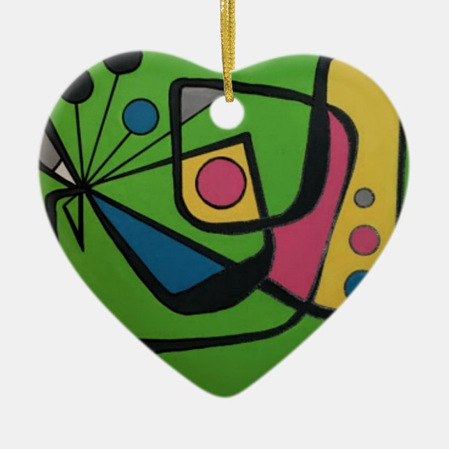 'Mid Century Modern Abstract #4' on a Ceramic Ornament (Front)