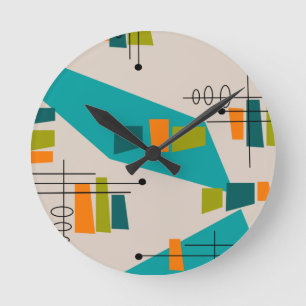 Mid-Century Modern Abstract #55 Round Clock