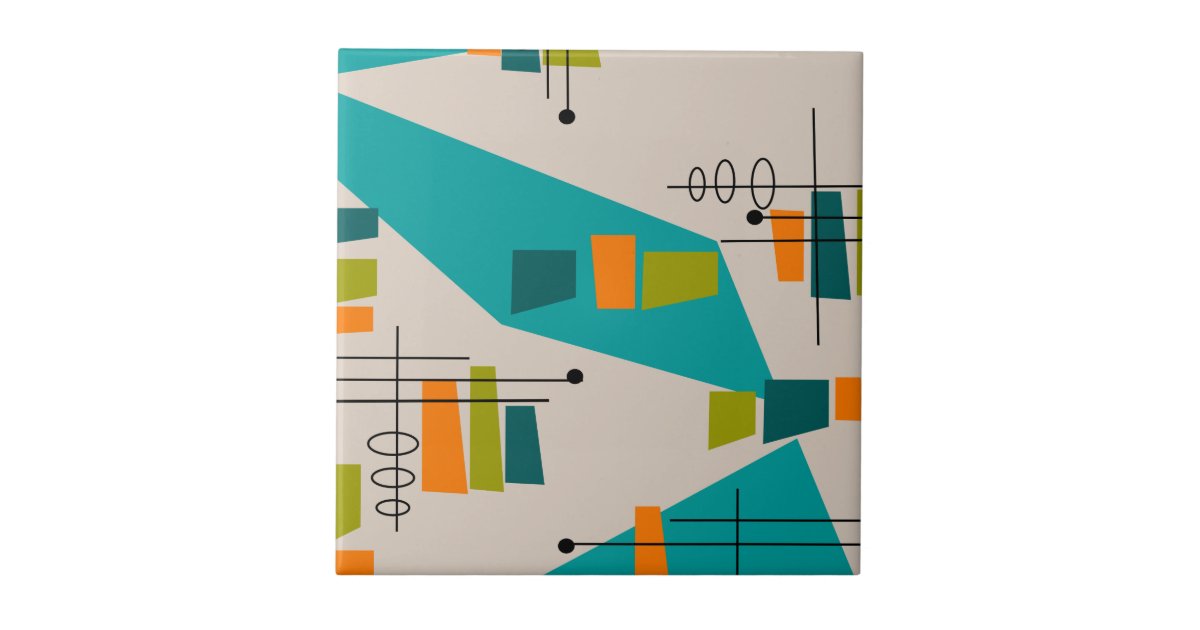 Mid-Century Modern Abstract #55 Tile | Zazzle