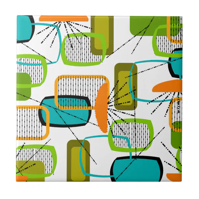 Mid-Century Modern Abstract #57 Tile | Zazzle