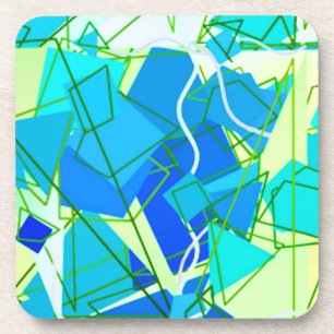 Mid-Century Modern Abstract, Aqua & Cerulean Blue Beverage Coaster
