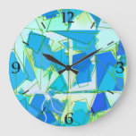 Mid-Century Modern Abstract, Aqua &amp; Cerulean Blue Large Clock