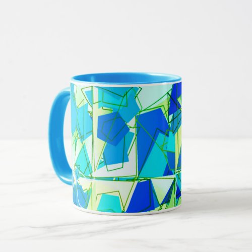 Mid_Century Modern Abstract Aqua  Cerulean Blue  Mug