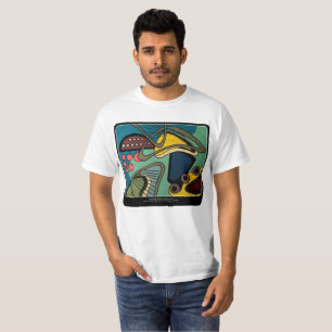 'Mid-Century Modern Abstract Aquatic' painting on T-Shirt