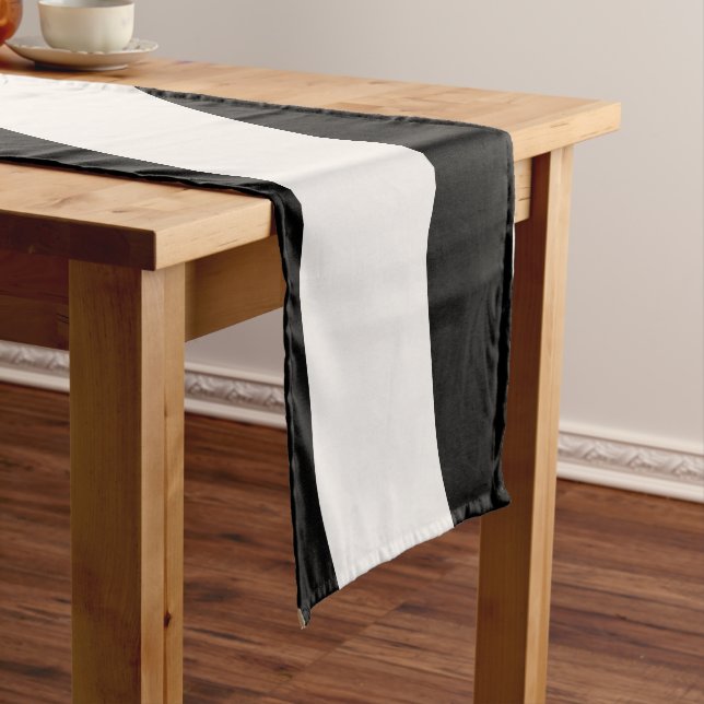 Mid Century Modern Abstract Arches Black And White Short Table Runner (In Situ)