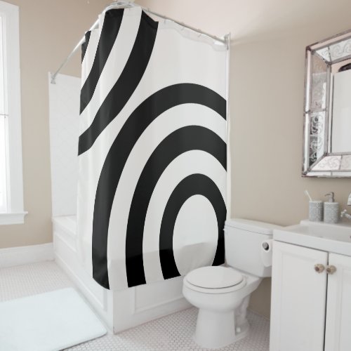 Mid Century Modern Abstract Arches Black And White Shower Curtain