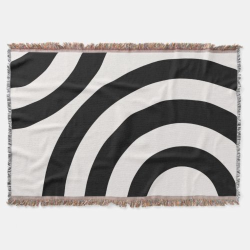 Mid Century Modern Abstract Arches Black And White Throw Blanket