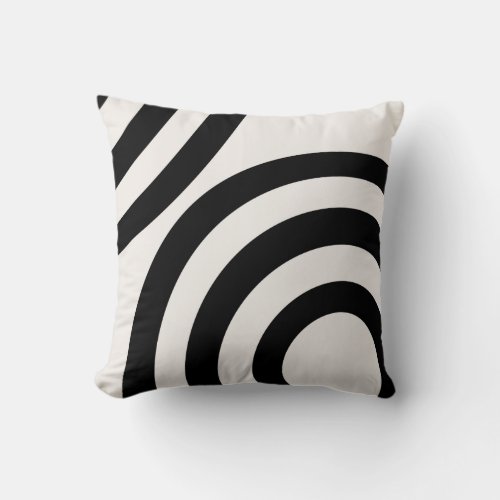 Mid Century Modern Abstract Arches Black And White Throw Pillow