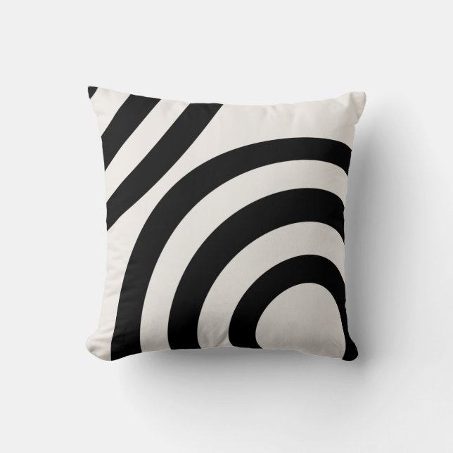Mid Century Modern Abstract Arches Black And White Throw Pillow (Front)
