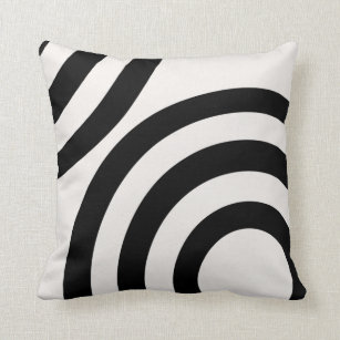 Mid Century Modern Abstract Arches Black And White Throw Pillow