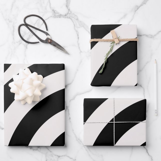 Mid Century Modern Abstract Arches Black And White Wrapping Paper Sheets (Front)