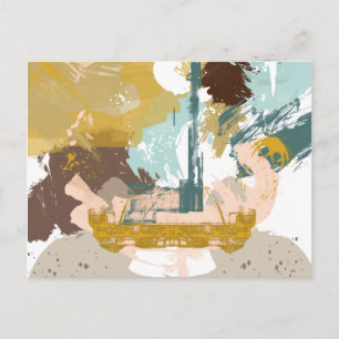 Mid Century Modern Abstract Art Fantasy Sci Fi Postcard