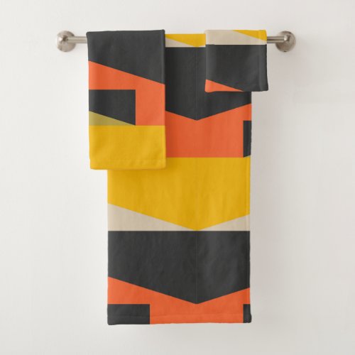 Mid Century Modern Abstract Art Geometric Shapes Bath Towel Set