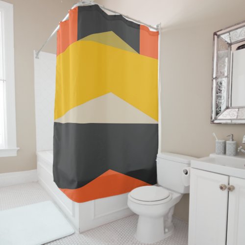 Mid Century Modern Abstract Art Geometric Shapes Shower Curtain