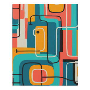 Mid Century Modern Abstract Art on Canvas