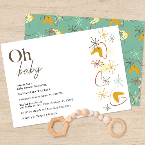 Mid Century Modern Abstract Baby Shower  Invitation