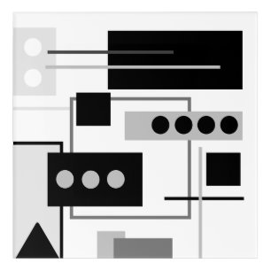 Mid Century Modern Abstract Black White and Grey   Acrylic Print