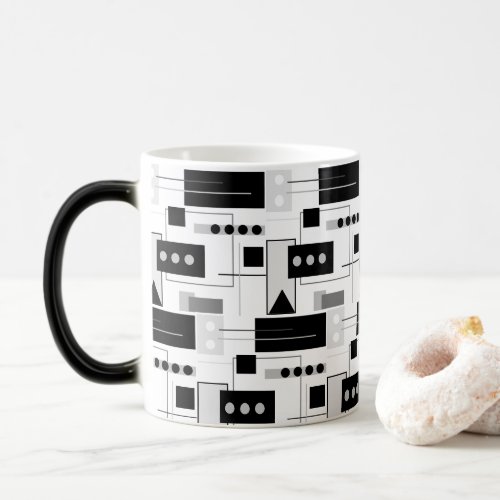 Mid Century Modern Abstract Black White and Grey Magic Mug
