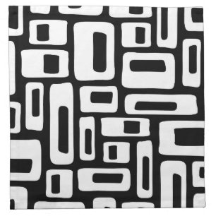 Mid Century Modern Abstract Black & White Pattern Cloth Napkin