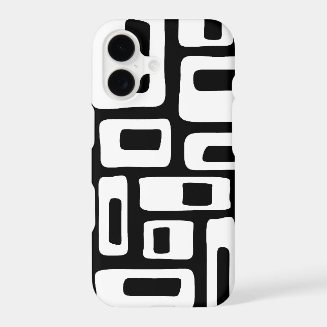 Mid Century Modern Abstract Black & White Pattern iPhone Case (Back)