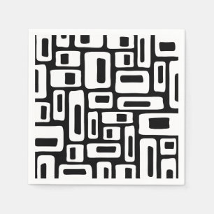 Mid Century Modern Abstract Black & White Pattern Napkins