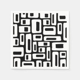 Mid Century Modern Abstract Black & White Pattern Napkins