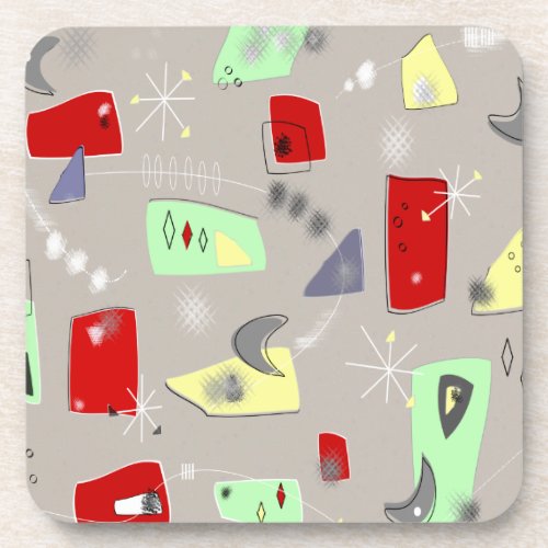 Mid_Century Modern Abstract Boomerangs Drink Coaster