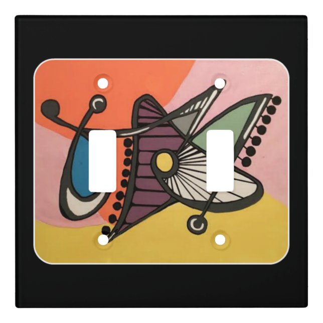 'Mid-Century Modern Abstract, Butterfly' painting Light Switch Cover (Front)