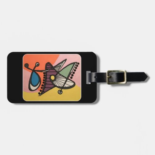 Mid_Century Modern Abstract Butterfly painting Luggage Tag