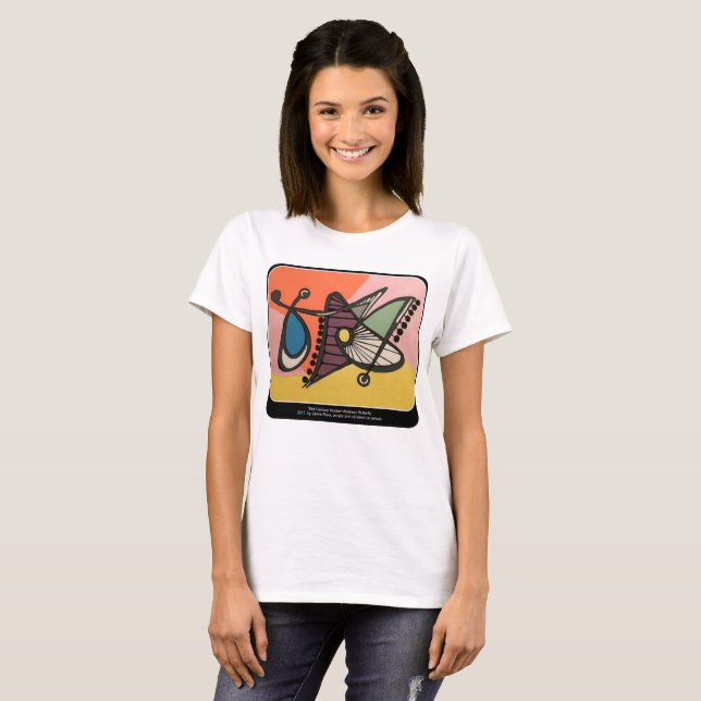 'Mid-Century Modern Abstract, Butterfly' painting T-Shirt (Front Full)