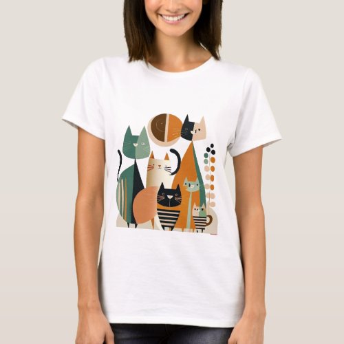 Mid_century modern abstract cats T_Shirt