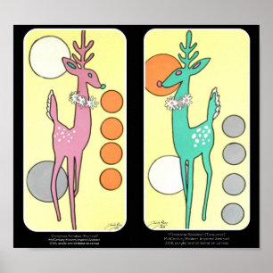 Mid-Century Modern Abstract Christmas Reindeer Poster