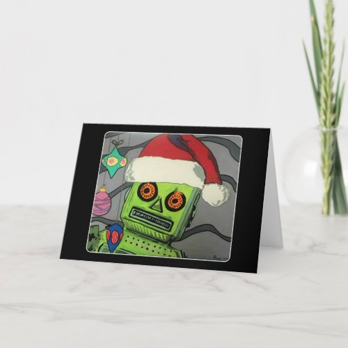 Mid_Century Modern Abstract Christmas Robot Holiday Card